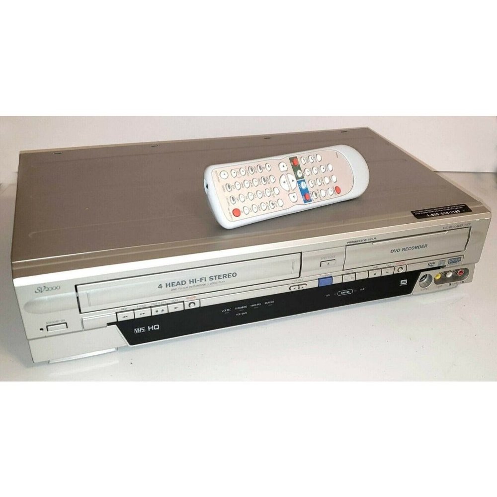 Funai WV20V6 DVD Recorder VCR Combo 1 Button Vhs to Dvd Copying with Remote